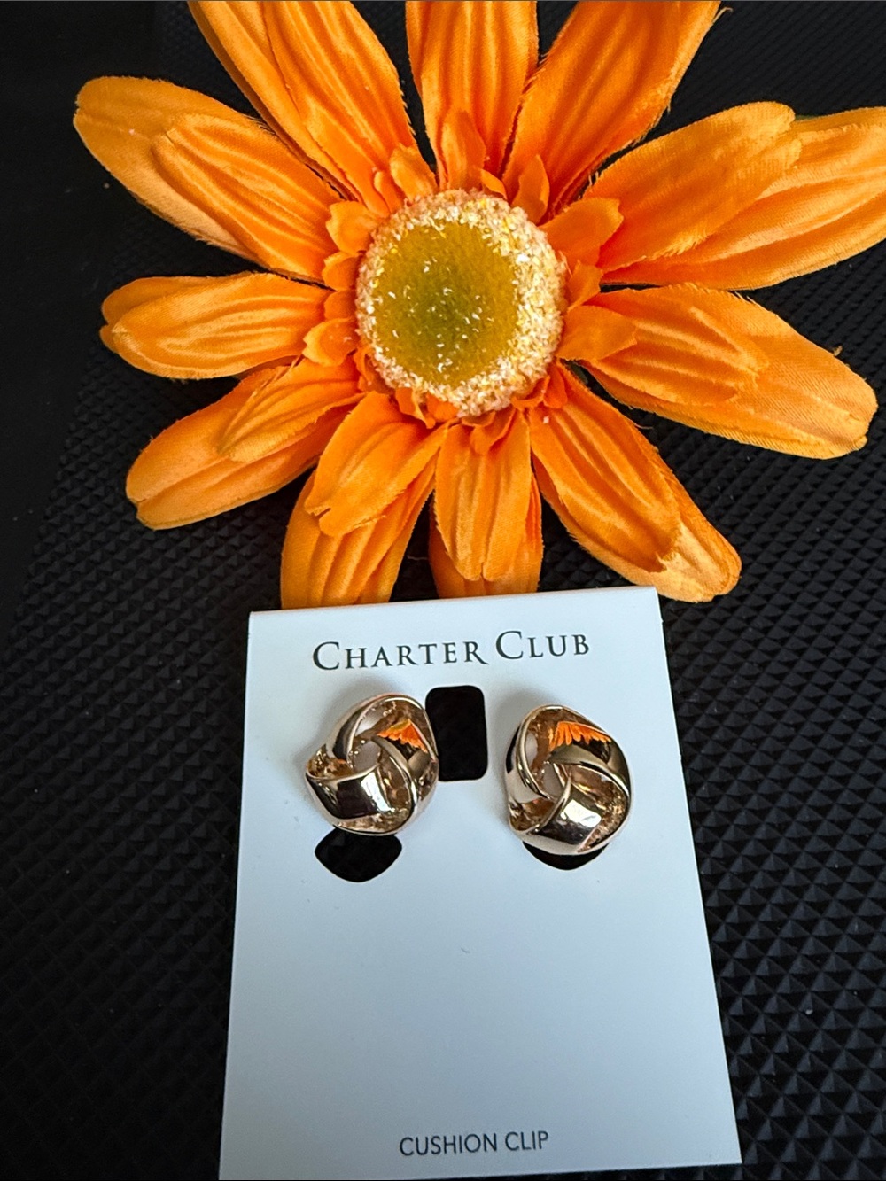 Charter Club Polished Gold Knot Clip Earrings